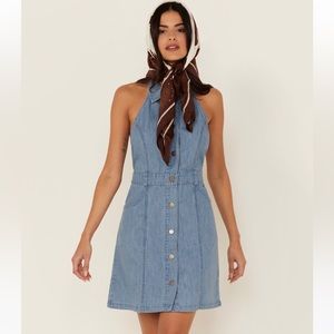 Free People- Sami Denim Halter Minidress size M